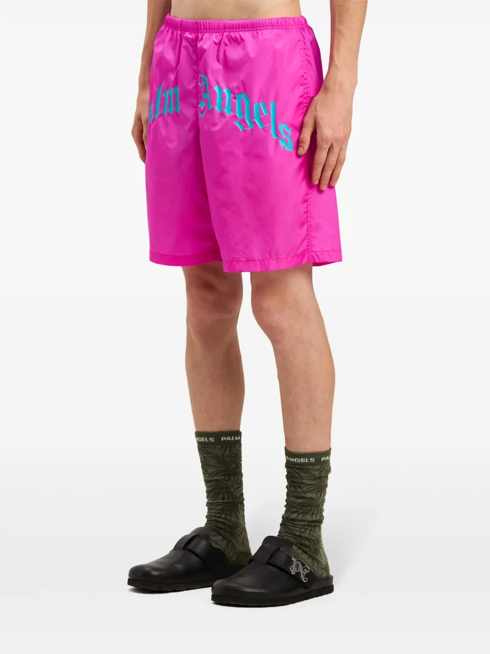 Palm Angels Zwembroek met gewelfd logo Roze