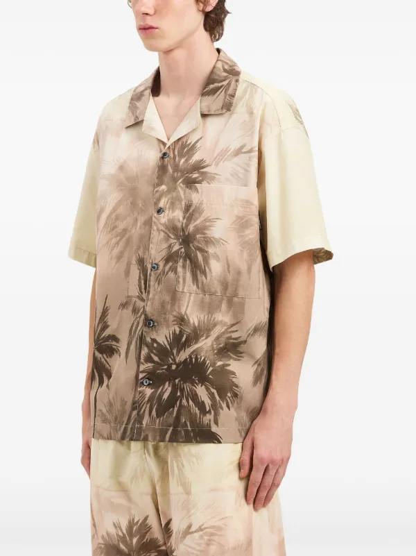 Palm Angels Sunset Palms Bowling Shirt | Neutrals | FARFETCH