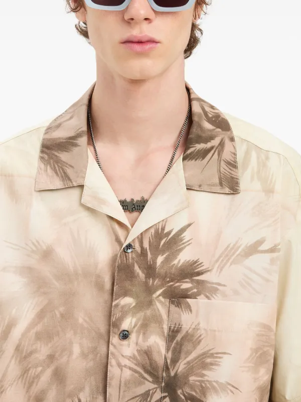 Palm Angels Sunset Palms Bowling Shirt | Neutrals | FARFETCH