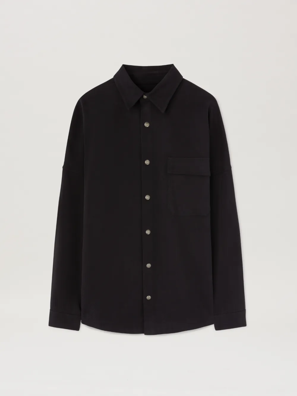 Palm Angels Oversized Shirt With Flap Welt Pocket In 1003 Black - Off White