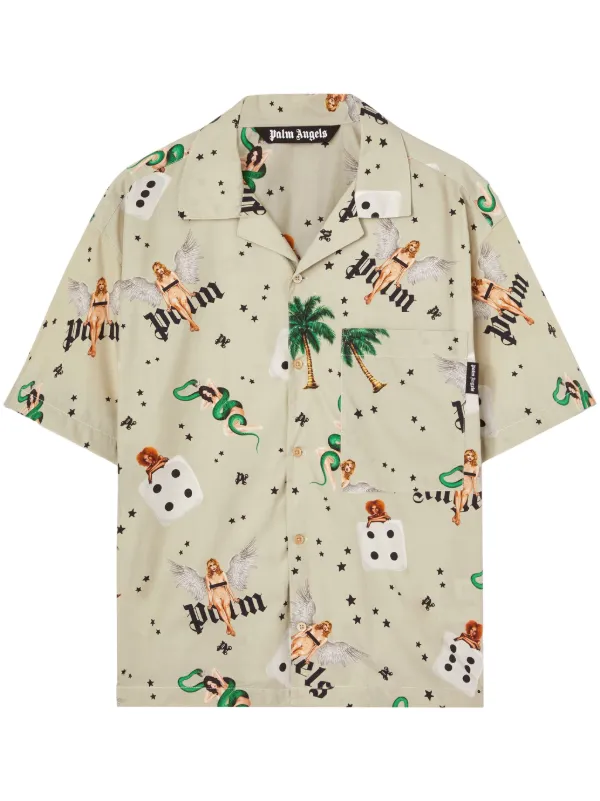Palm Angels Camisa Pin Up Bowling | Neutro | FARFETCH BR