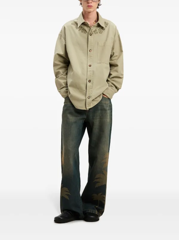 palm angels dress shirt Palm Angels Back Logo Overshirt