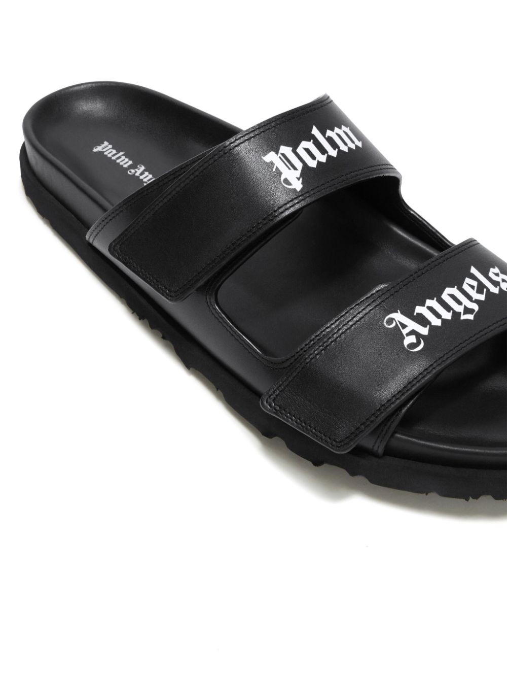 Palm Angels logo leather sandals Black