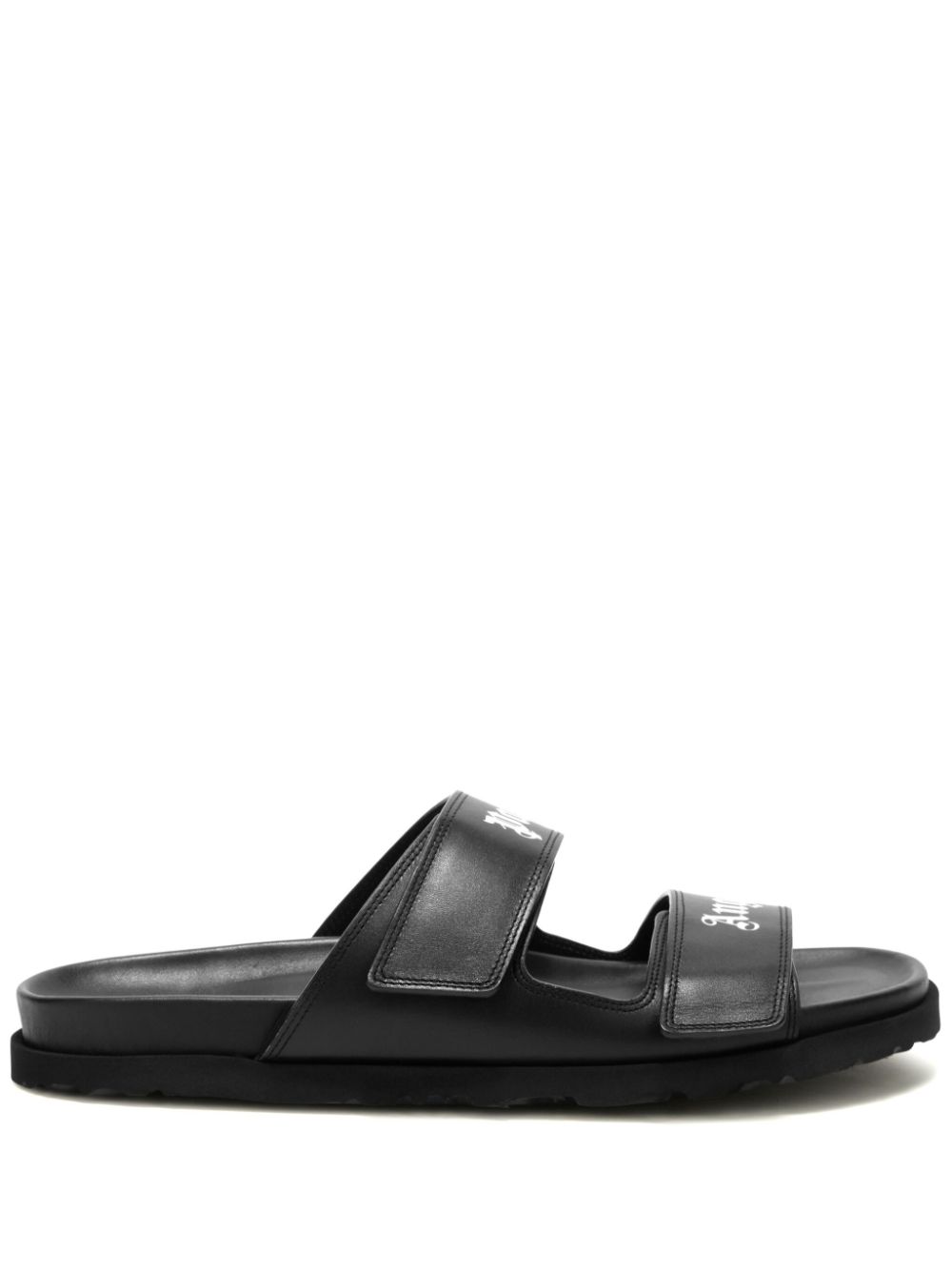 Palm Angels logo leather sandals Black