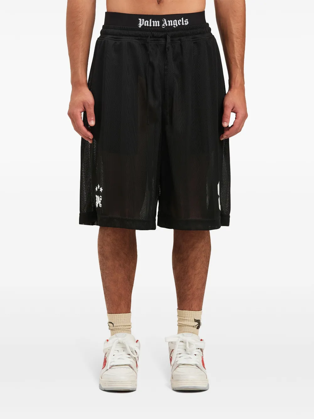 Palm Angels Mesh palmshorts Zwart