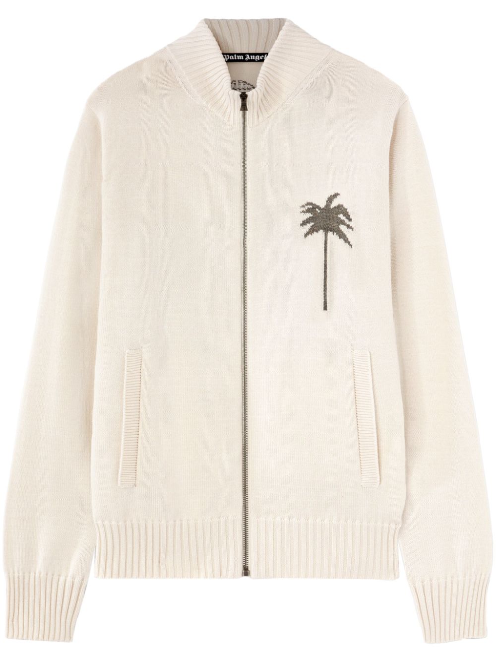 Palm Angels knit-palm zip-up cardigan - Neutrals