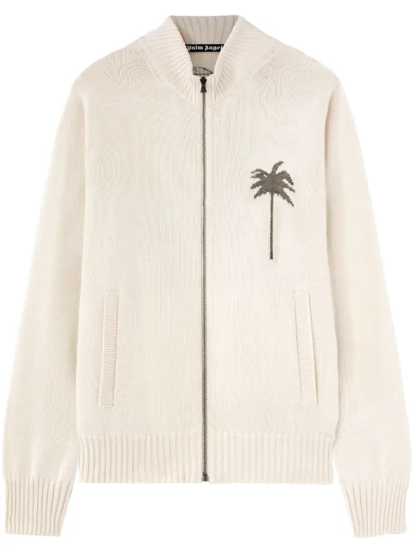Palm Angels knit-palm zip-up Cardigan | Neutrals | FARFETCH 