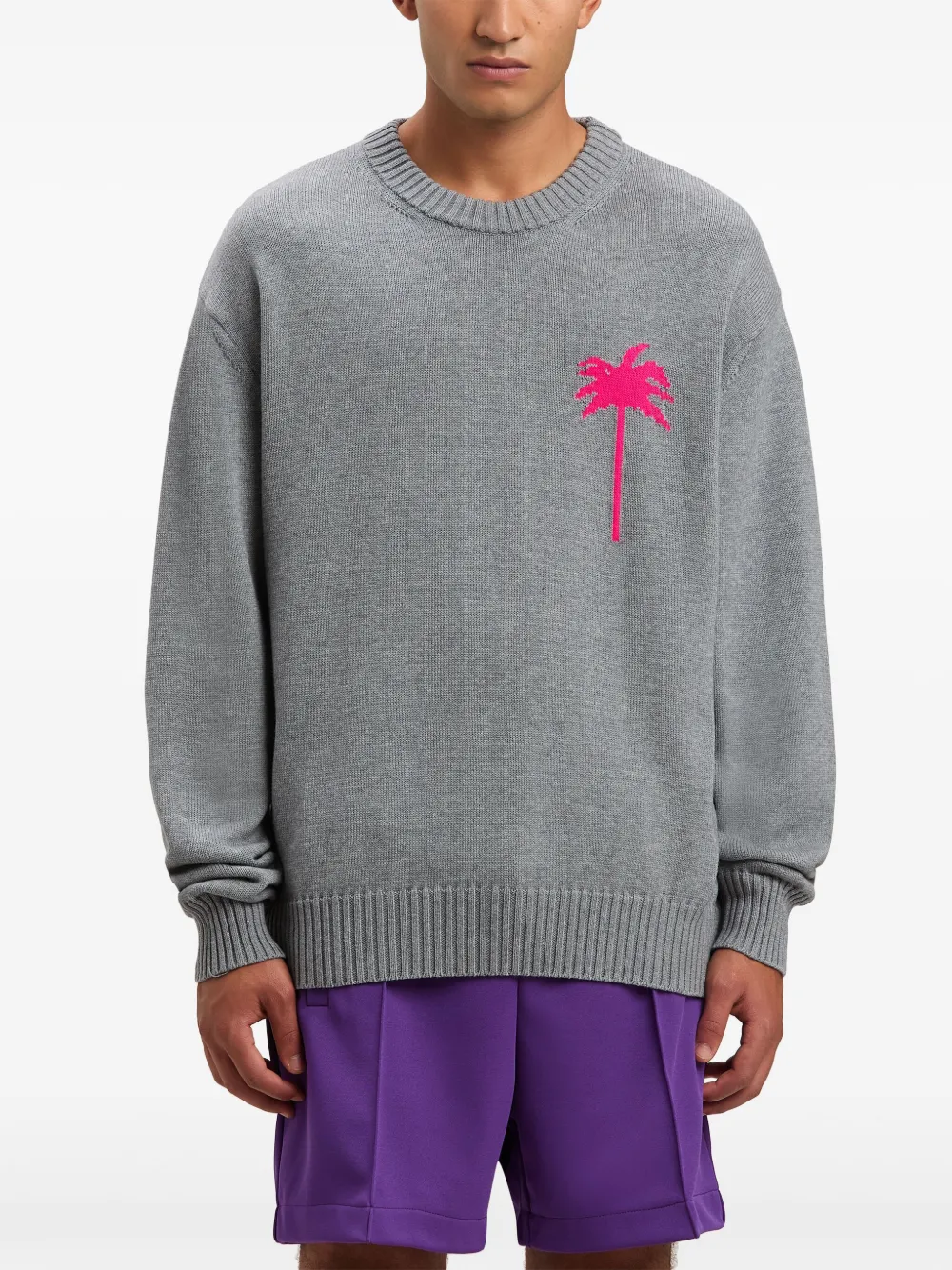 Palm Angels Trui met gebreide palmboom Grijs