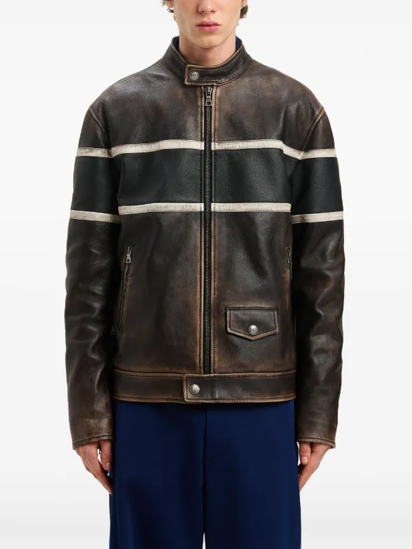 Palm Angels ジャケット XS レザー Palm Angels monogram-print Leather Jacket | Black | FARFETCH