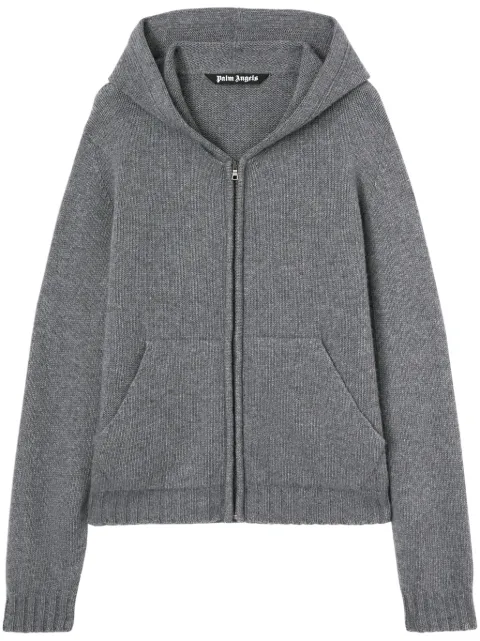 Palm Angels logo-knit zip-up hoodie 