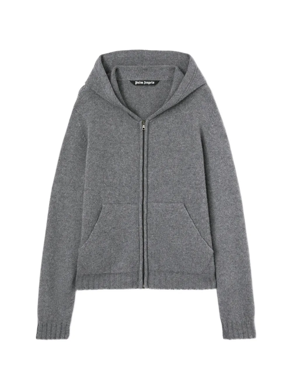 Palm Angels logo-knit zip-up hoodie - Grey