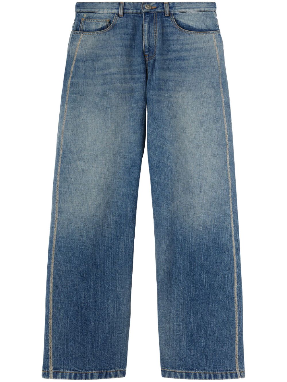 Palm Angels curved logo loose-fit jeans - Blue