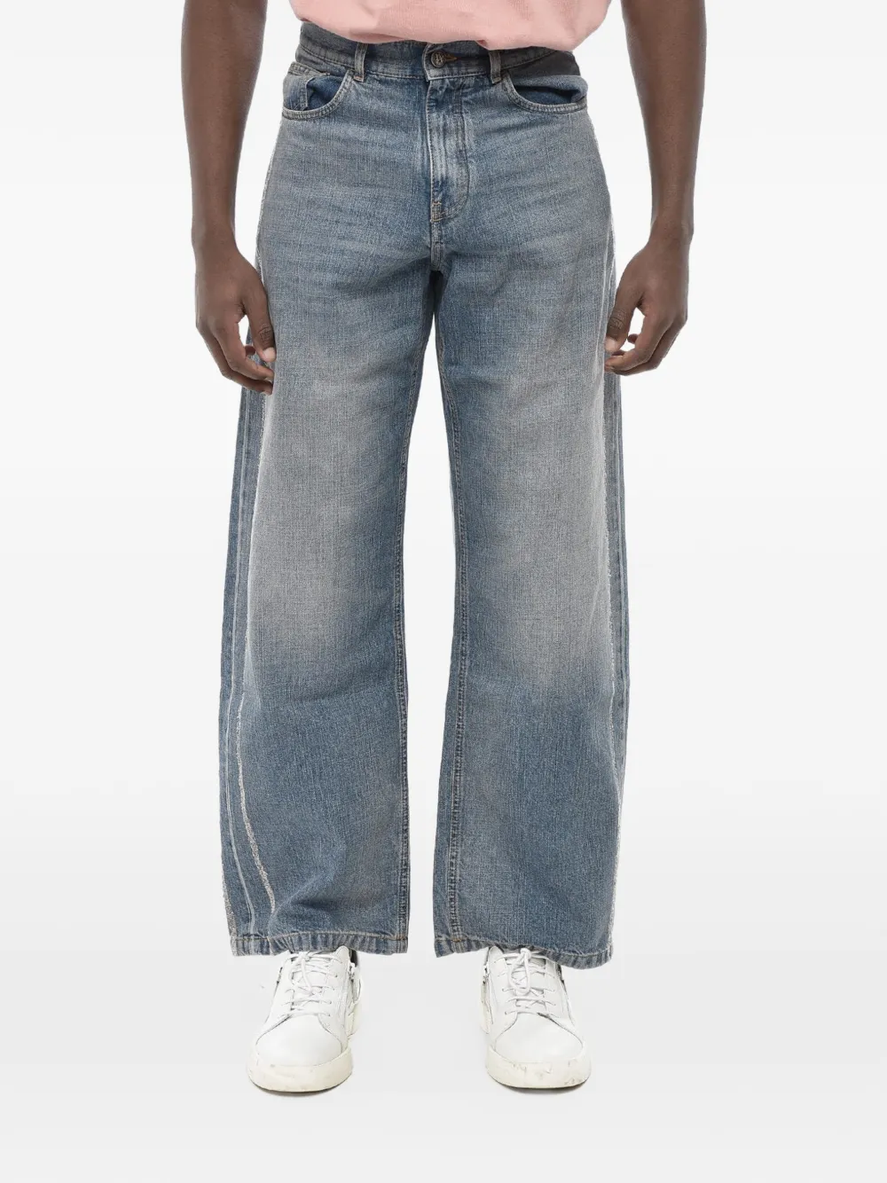 Palm Angels curved logo loose-fit jeans - Blue