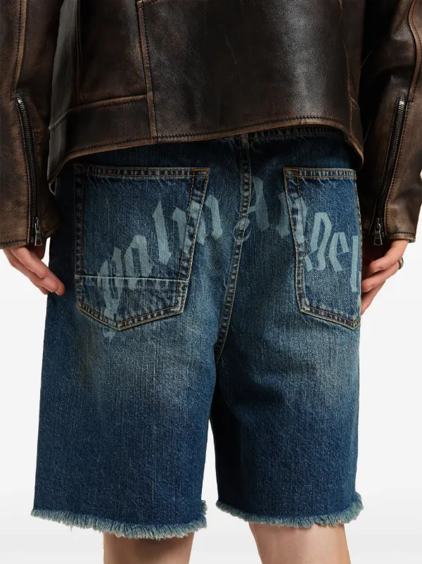 ショーツ PALM ANGELS COTTON DENIM SHORTS Palm Angels logo-print Denim Shorts | Blue | FARFETCH