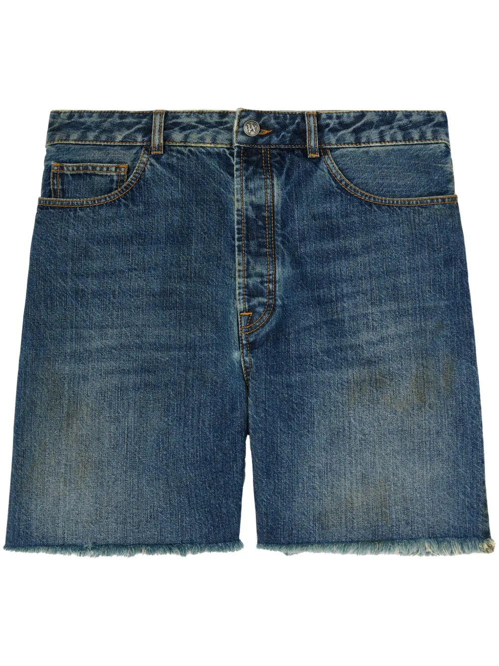 Palm Angels Denim shorts met logoprint Blauw