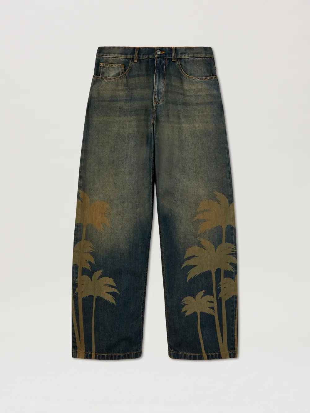 Palm Angels Laser-palms Jeans In 6009 Brown - Grey