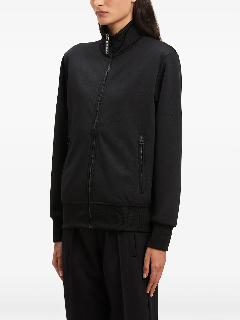 Palm Angels Logo Zipped Track Jacket In Black