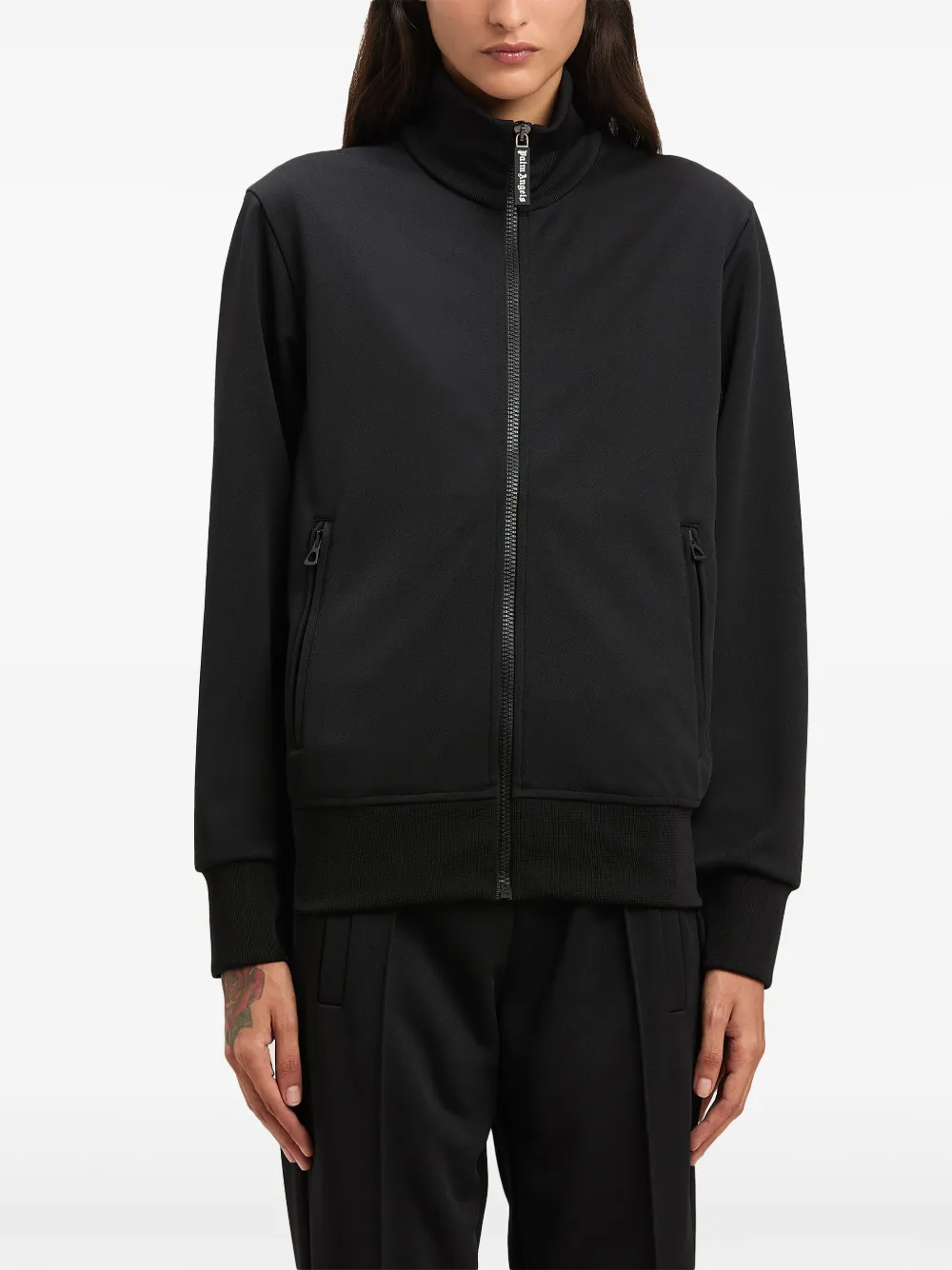 Palm Angels Logo Zipped Track Jacket In Black