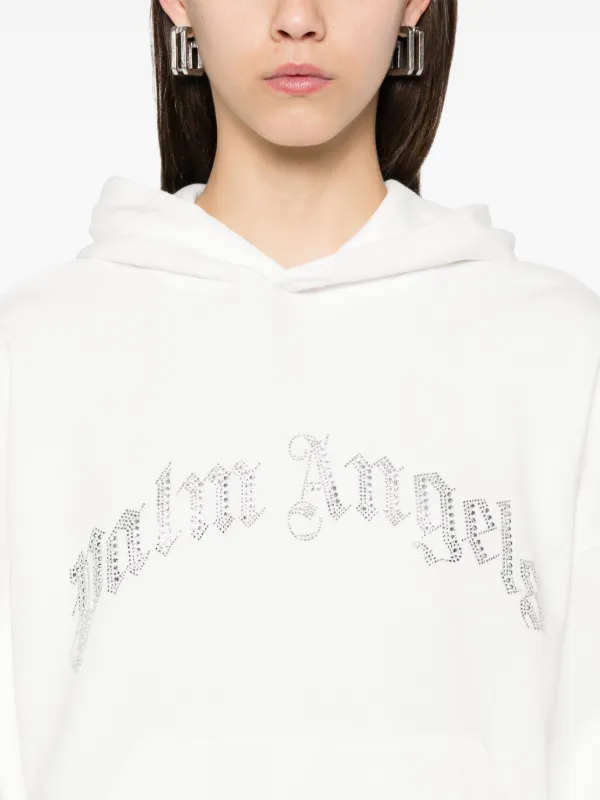 Palm Angels crystal-embellished Logo Hoodie White FARFETCH IN