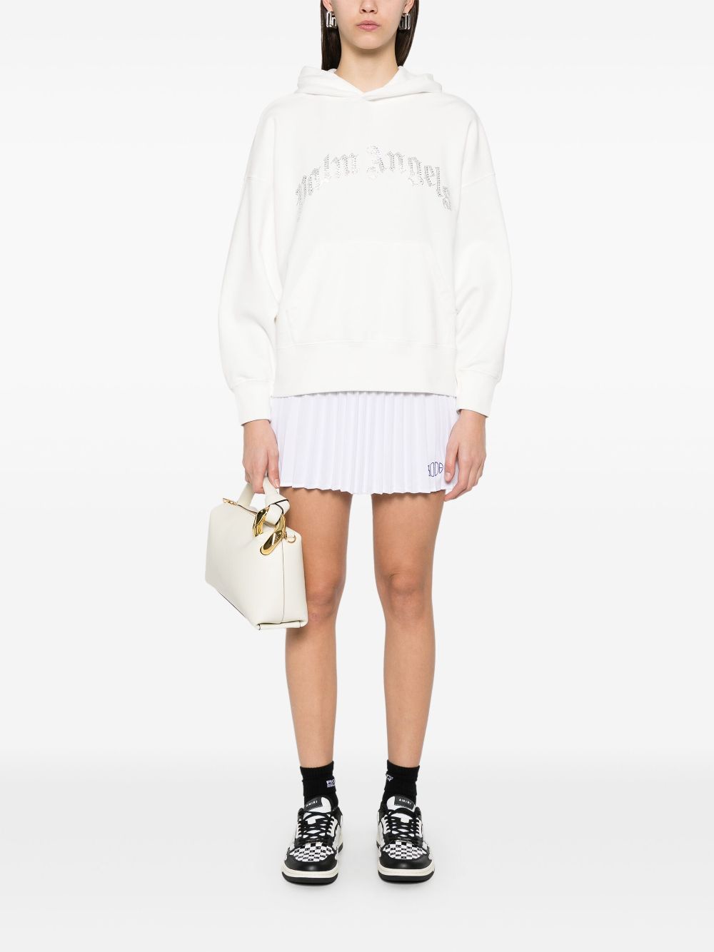 Palm Angels crystal-embellished logo hoodie - White