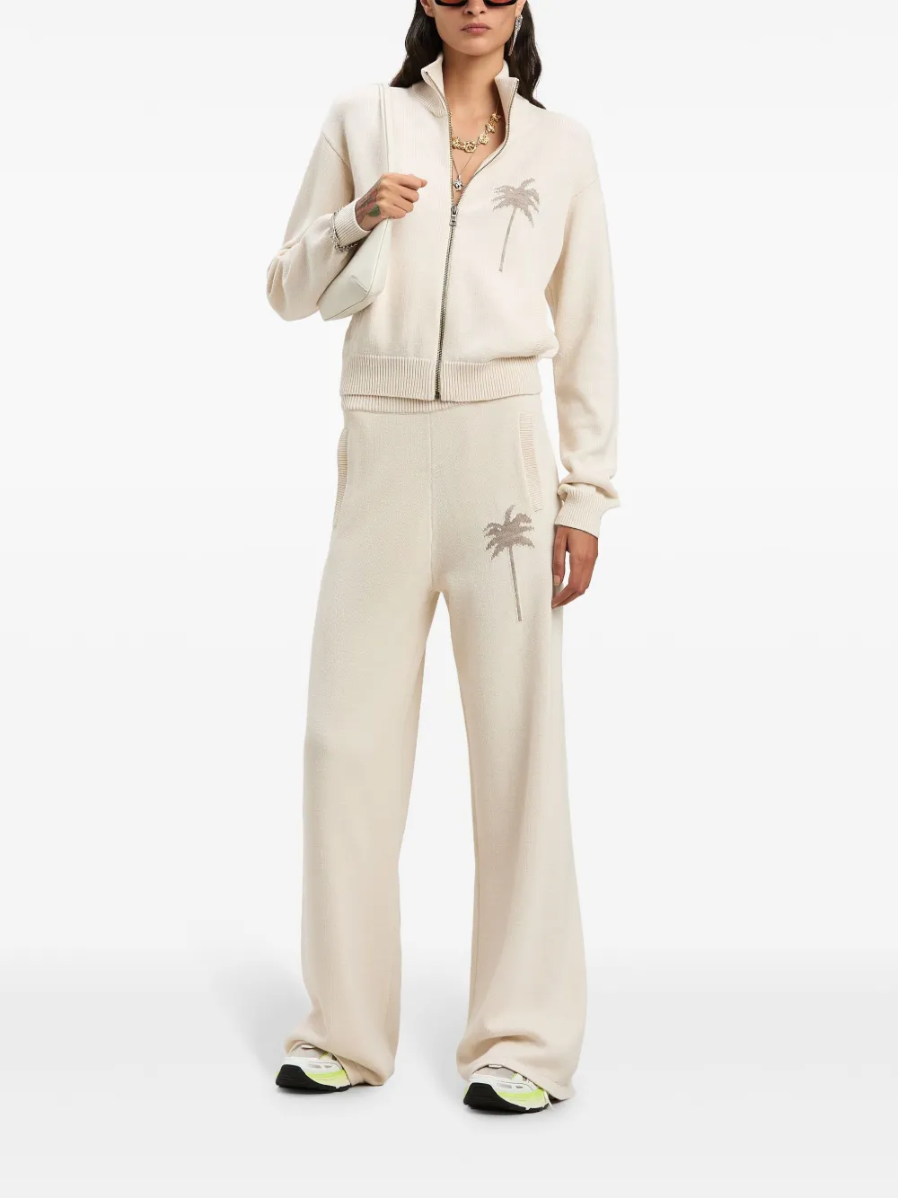 Palm Angels Gebreide broek met palmboom - Beige