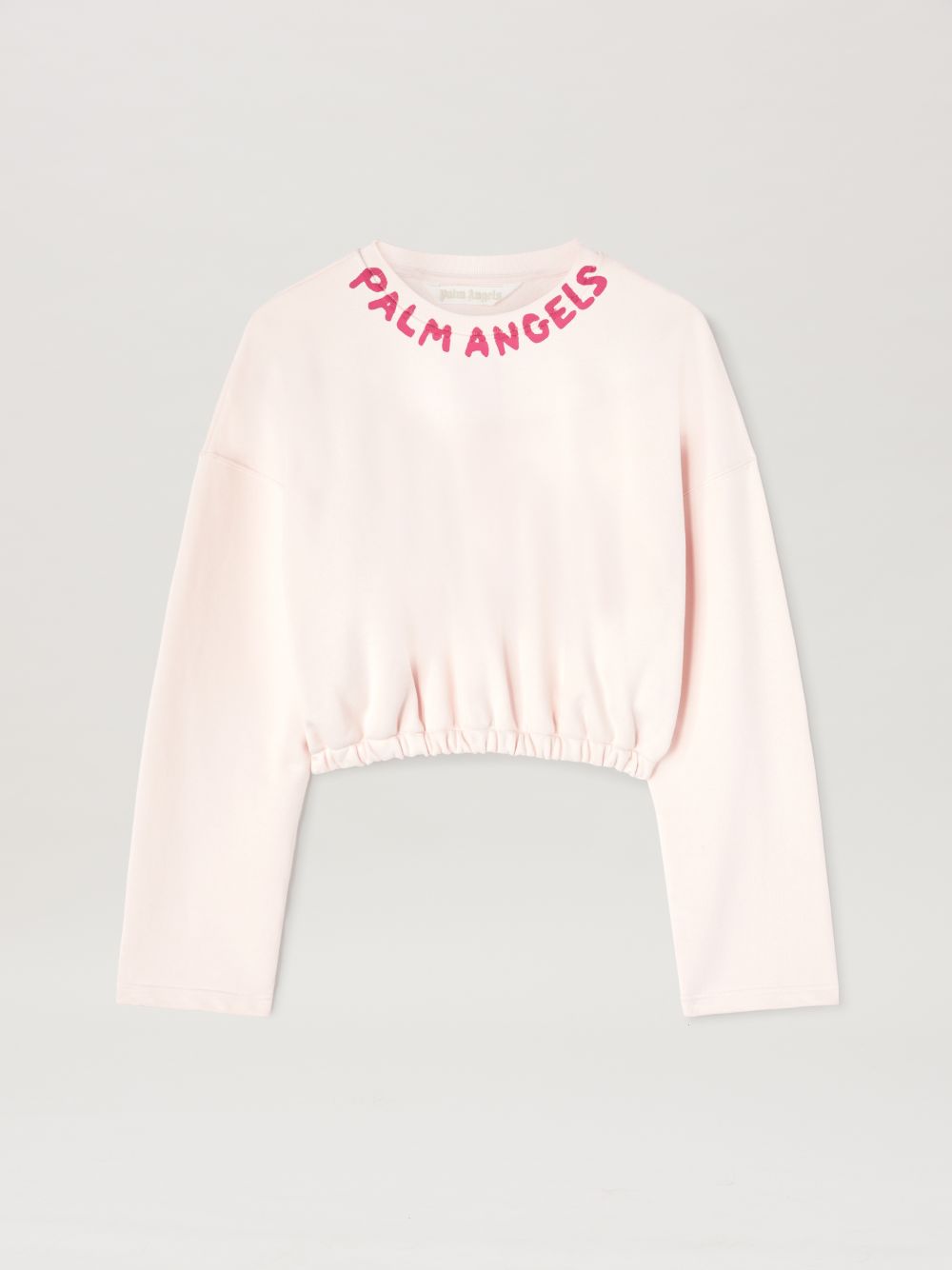 Palm Angels Logo Cropped Sweatshirt In 3c32 Soft Pink - Fuchsia