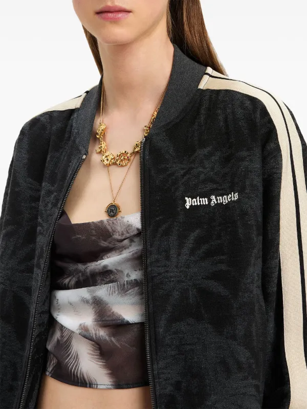 Palm Angels ジップアップニットセーター 黒/白 正規品 Palm Angels ジップアップ セーター | ブラック | FARFETCH JP