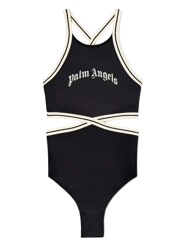 Palm Angels curved-logo Swimsuit | Black | FARFETCH