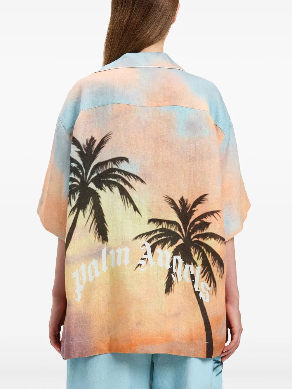 Palm Angels Sunrise bowlingshirt Roze