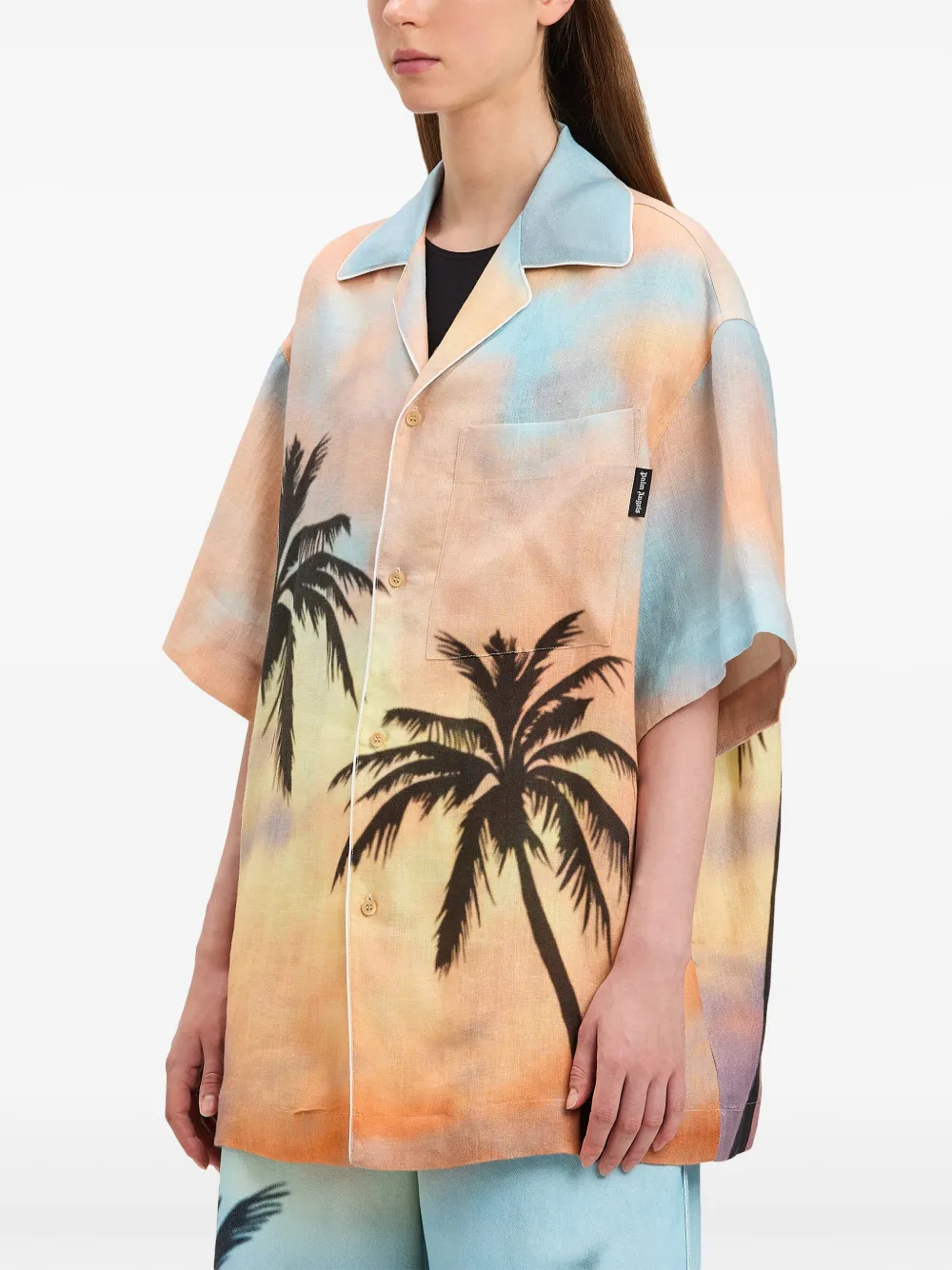 Palm Angels Sunrise bowlingshirt Roze