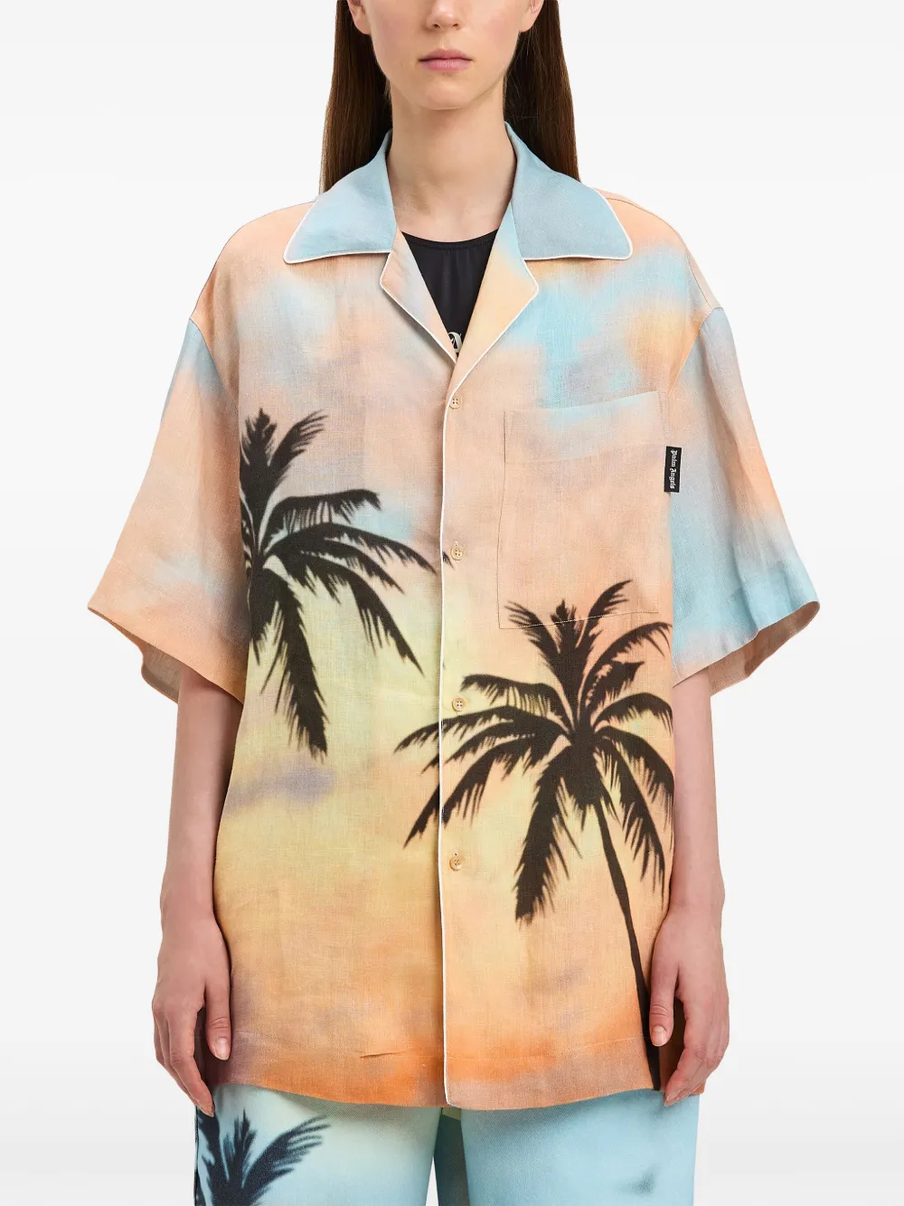 Palm Angels Sunrise bowlingshirt Roze