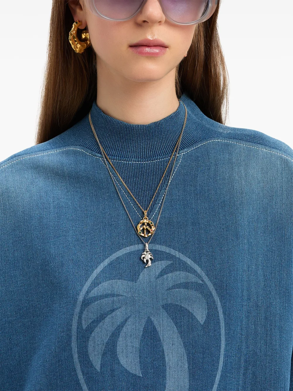 Palm Angels ウォッシュド デニムスウェットシャツ | ブルー
