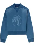 Palm Angels palm-print washed denim sweatshirt - Blue