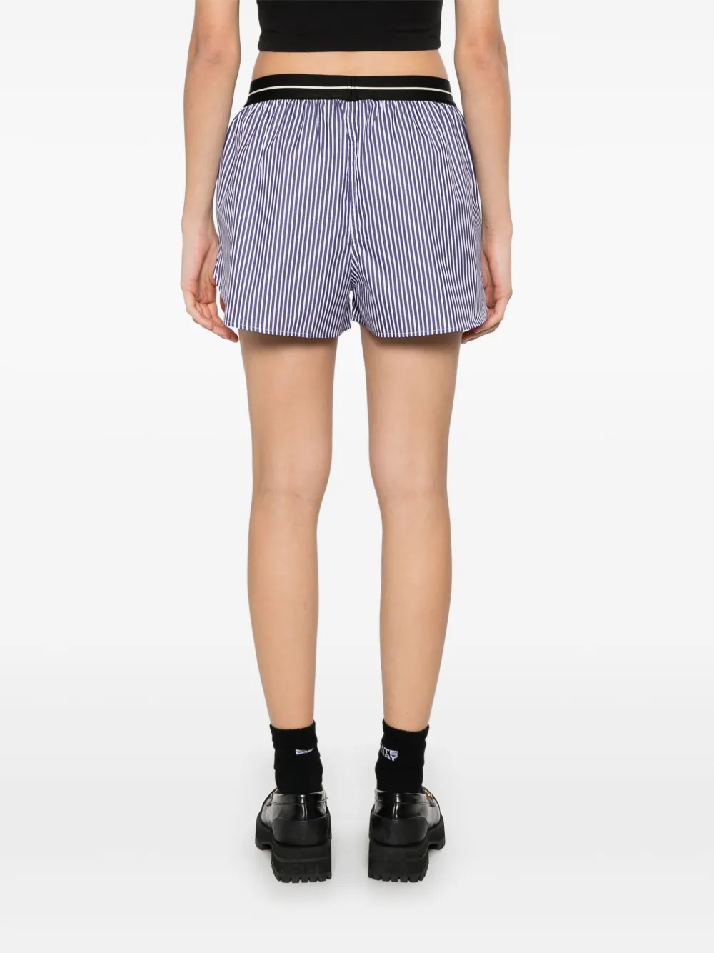 Palm Angels Classic Logo Striped Shorts In Blue