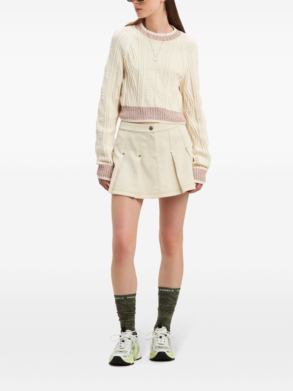 Palm Angels pleated mini skirt - Neutrals