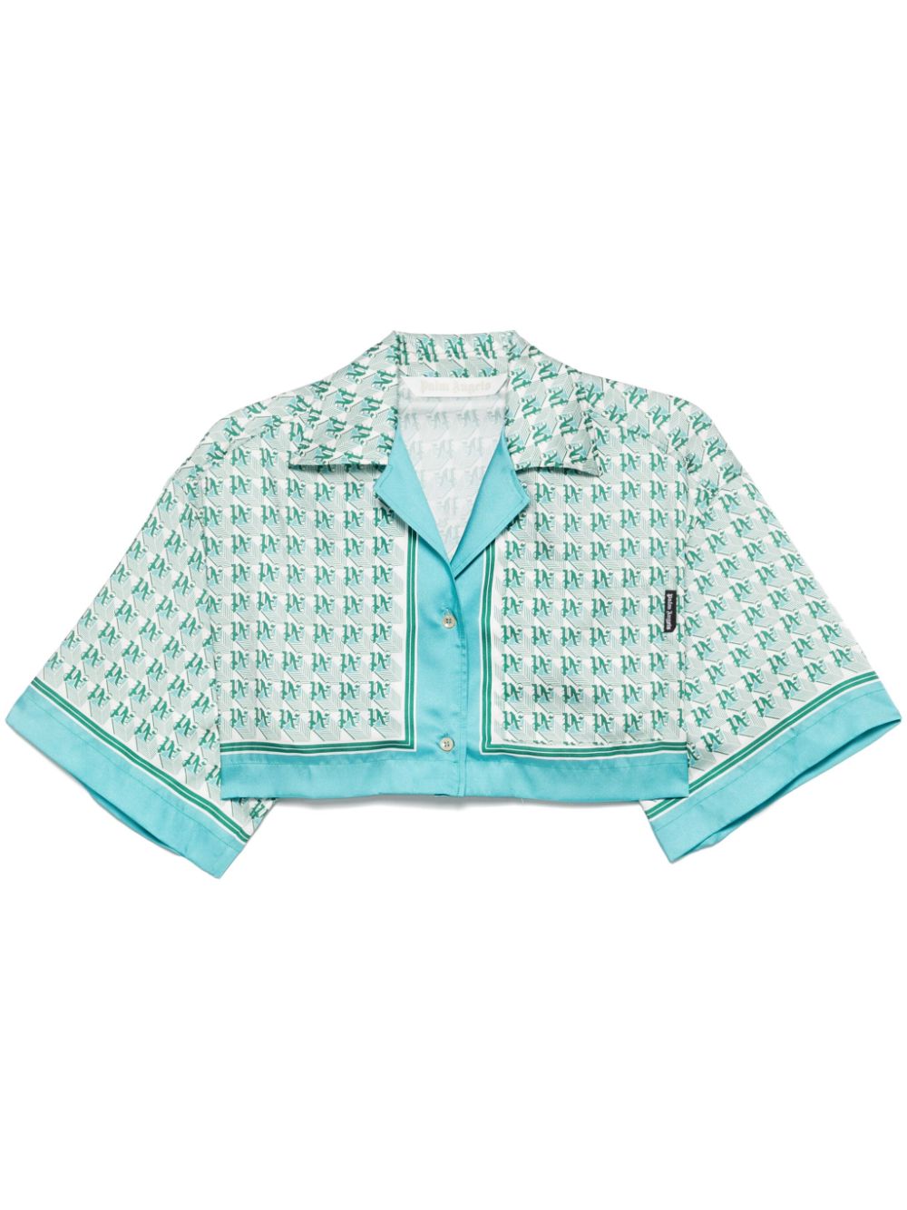 Palm Angels monogram-print cropped shirt - Green