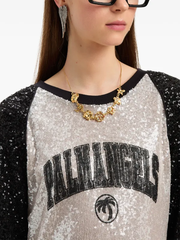 【関税&送料込み】Palm Angels College Palm Sequin Mini Dre Palm Angels College Palm Mini Dress | Grey | FARFETCH UK