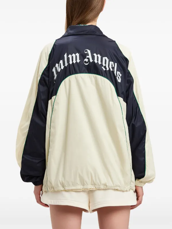 PALM ANGELS スクエアフレムサンクラス PERI025S23PLA001 1076 Palm Angels Curved Logo Windbreaker | White | FARFETCH