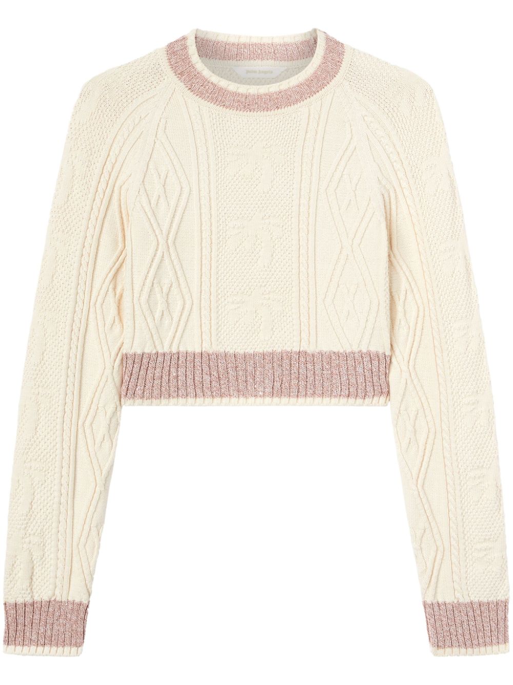 Palm Angels curved-logo cable-knit sweater - Neutrals