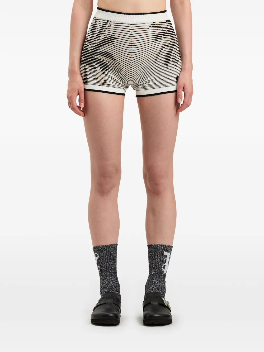 Palm Angels Gebreide shorts met palmboom-jacquard Wit