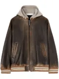 Palm Angels curved logo leather bomber jacket - Brown