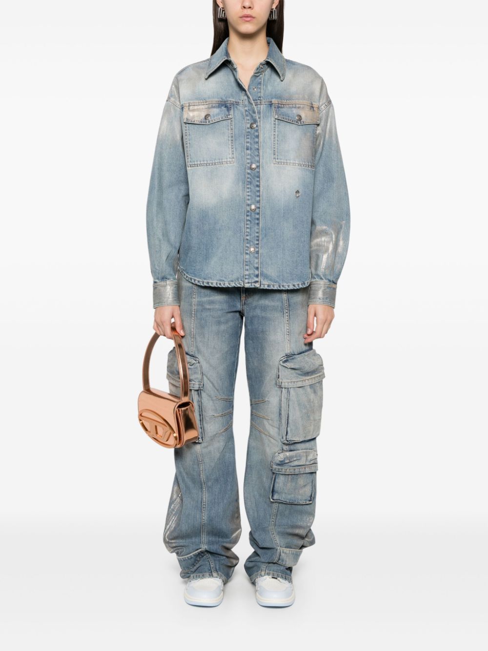 Palm Angels coated cargo jeans - Blue