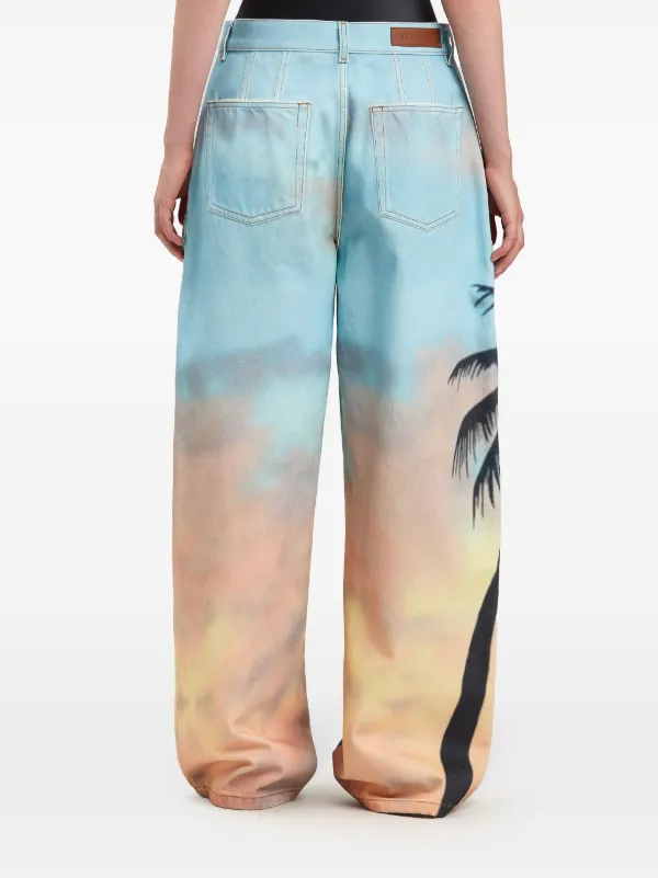 【関税&送料込】Palm Angels Wide Parachute Jeans Palm Angels Sunrise Palm Jeans | Blue | FARFETCH