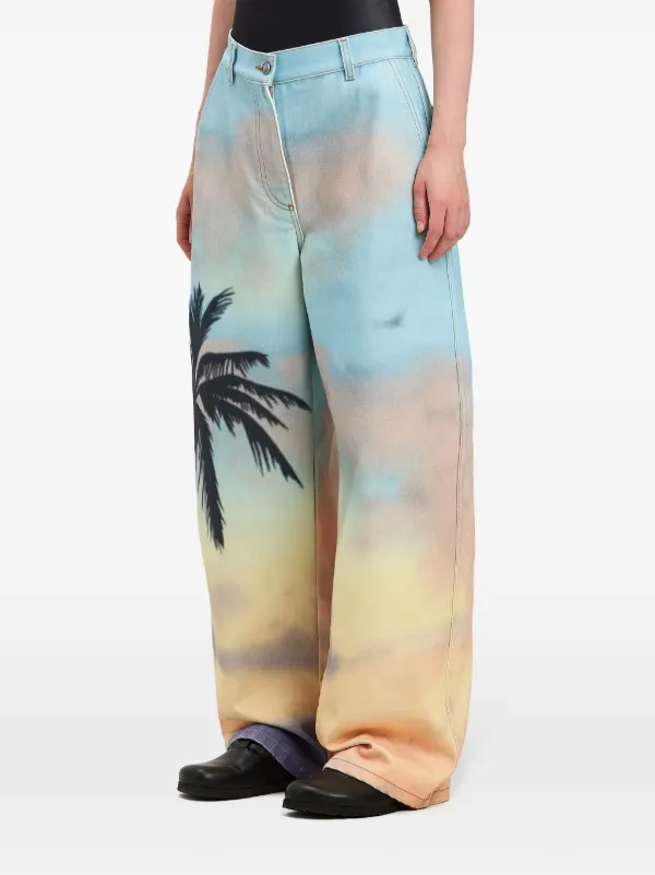 パンツ Palm Angels PANTS WITH SUNSET PRINT (PWCA110_S23FAB0013701) Palm Angels Sunrise Palm Jeans | Blue | FARFETCH