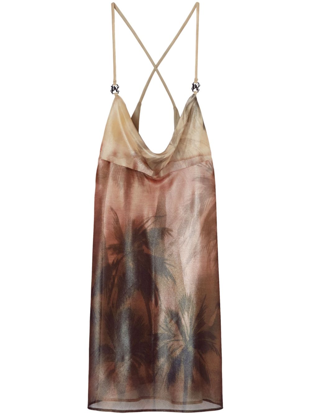 Palm Angels Sunset Palms mini dress - Neutrals