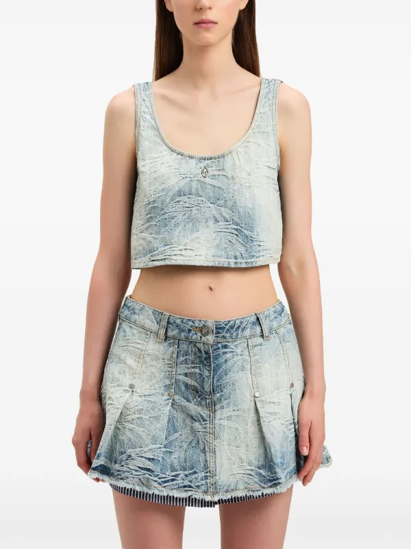 Palm Angels Palms Denim Top | Blue | FARFETCH