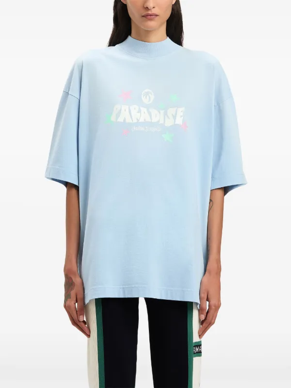 Palm Angels スタイリッシュ Paradise Tシャツ Paradise T-shirt in YELLOW - BLUE for Men | Palm Angels®