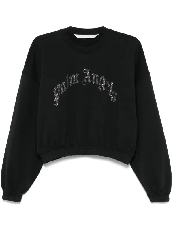 PalmAngels カーブロゴ入りスウェットシャツ PALMS CURVED LOGO REG. CREW in BLACK BUTTER | Palm Angels®