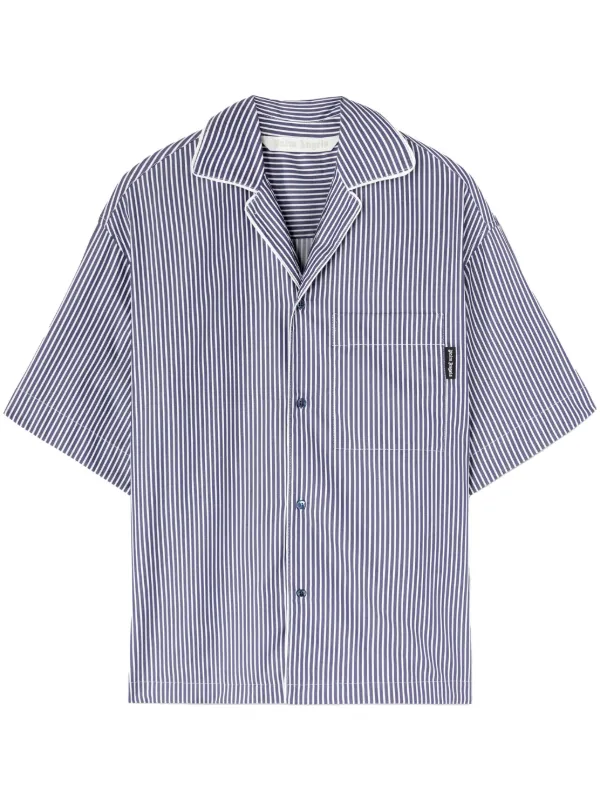 【関税込み】PALM ANGELS STRIPED COTTON SHIRT Palm Angels Monogram Striped Cotton Shirt | White | FARFETCH BH