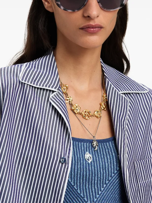 Palm Angels logo-print Striped Shirt | Blue | FARFETCH